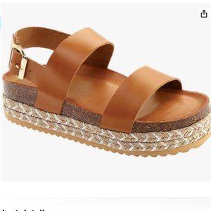 NIB - ALDO Women's Ruryan Open Toe Casual Leather Platform Sandals - Brown